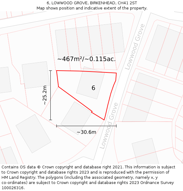 6, LOWWOOD GROVE, BIRKENHEAD, CH41 2ST: Plot and title map