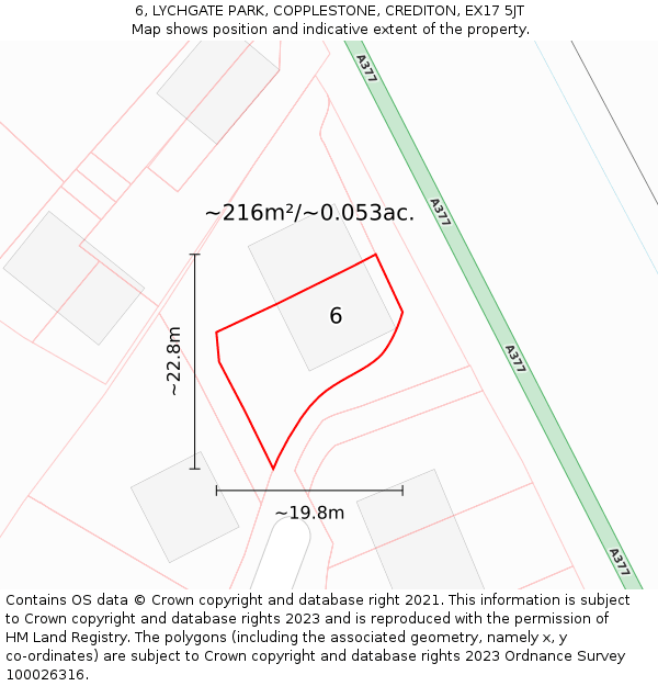 6, LYCHGATE PARK, COPPLESTONE, CREDITON, EX17 5JT: Plot and title map