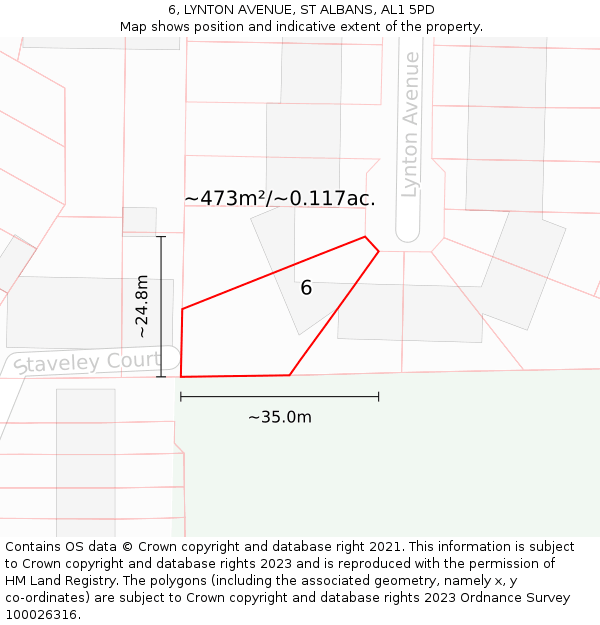 6, LYNTON AVENUE, ST ALBANS, AL1 5PD: Plot and title map