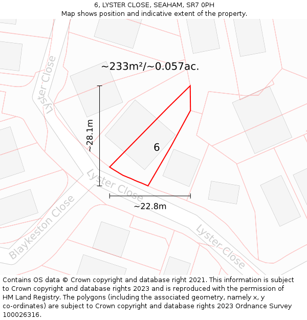 6, LYSTER CLOSE, SEAHAM, SR7 0PH: Plot and title map