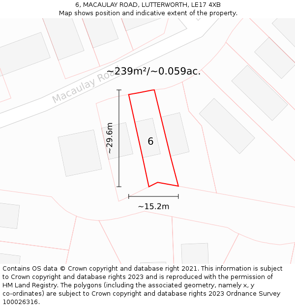 6, MACAULAY ROAD, LUTTERWORTH, LE17 4XB: Plot and title map