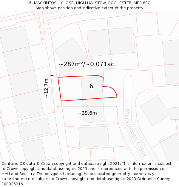 6, MACKINTOSH CLOSE, HIGH HALSTOW, ROCHESTER, ME3 8EQ: Plot and title map