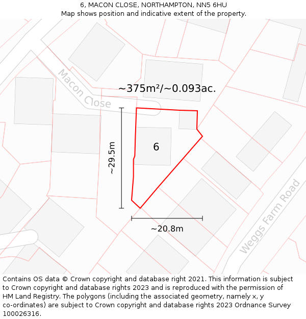 6, MACON CLOSE, NORTHAMPTON, NN5 6HU: Plot and title map
