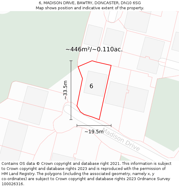 6, MADISON DRIVE, BAWTRY, DONCASTER, DN10 6SG: Plot and title map