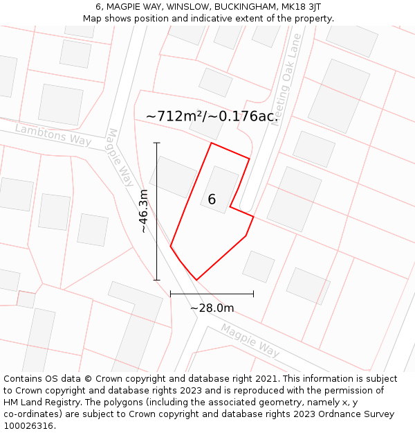 6, MAGPIE WAY, WINSLOW, BUCKINGHAM, MK18 3JT: Plot and title map