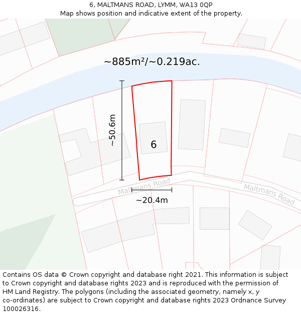 6, MALTMANS ROAD, LYMM, WA13 0QP: Plot and title map