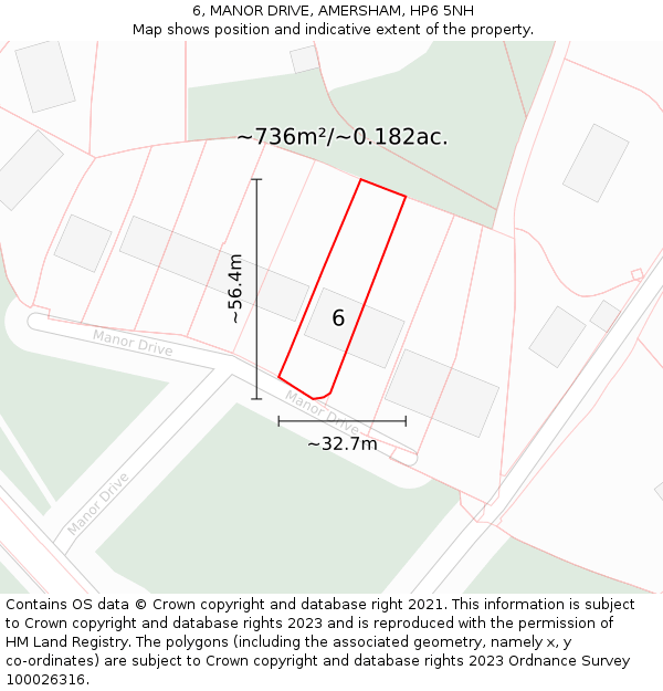 6, MANOR DRIVE, AMERSHAM, HP6 5NH: Plot and title map