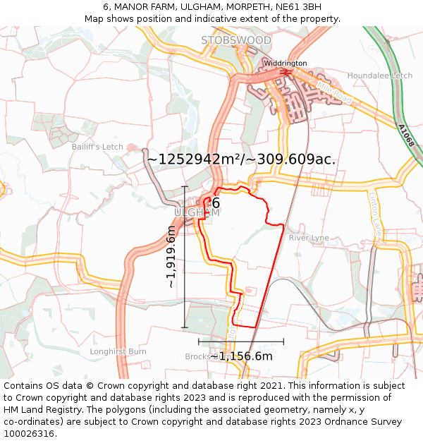 6, MANOR FARM, ULGHAM, MORPETH, NE61 3BH: Plot and title map