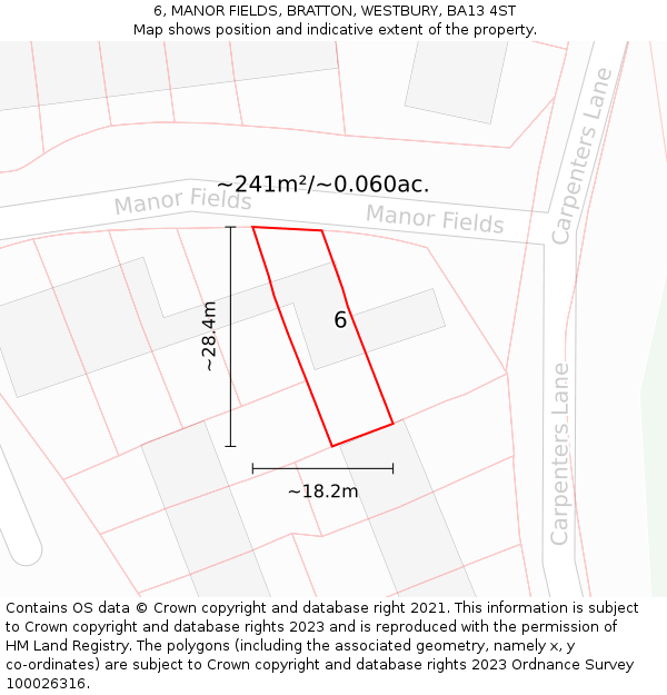 6, MANOR FIELDS, BRATTON, WESTBURY, BA13 4ST: Plot and title map