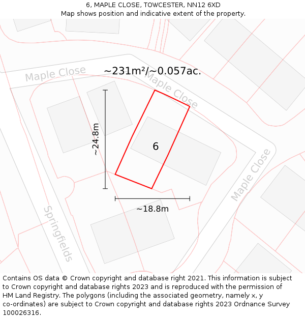 6, MAPLE CLOSE, TOWCESTER, NN12 6XD: Plot and title map