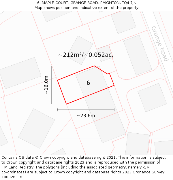 6, MAPLE COURT, GRANGE ROAD, PAIGNTON, TQ4 7JN: Plot and title map