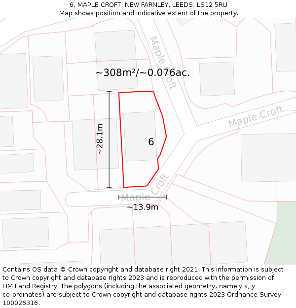 6, MAPLE CROFT, NEW FARNLEY, LEEDS, LS12 5RU: Plot and title map