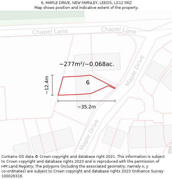 6, MAPLE DRIVE, NEW FARNLEY, LEEDS, LS12 5RZ: Plot and title map