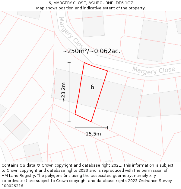 6, MARGERY CLOSE, ASHBOURNE, DE6 1GZ: Plot and title map