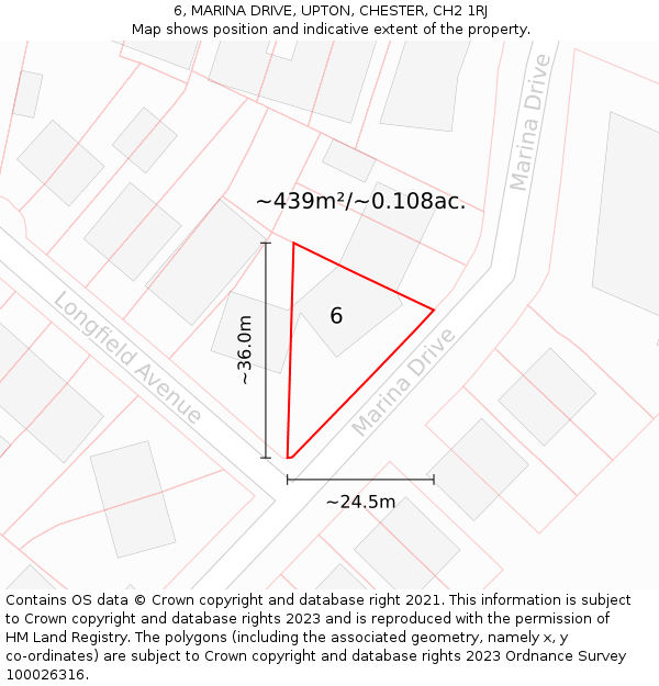 6, MARINA DRIVE, UPTON, CHESTER, CH2 1RJ: Plot and title map