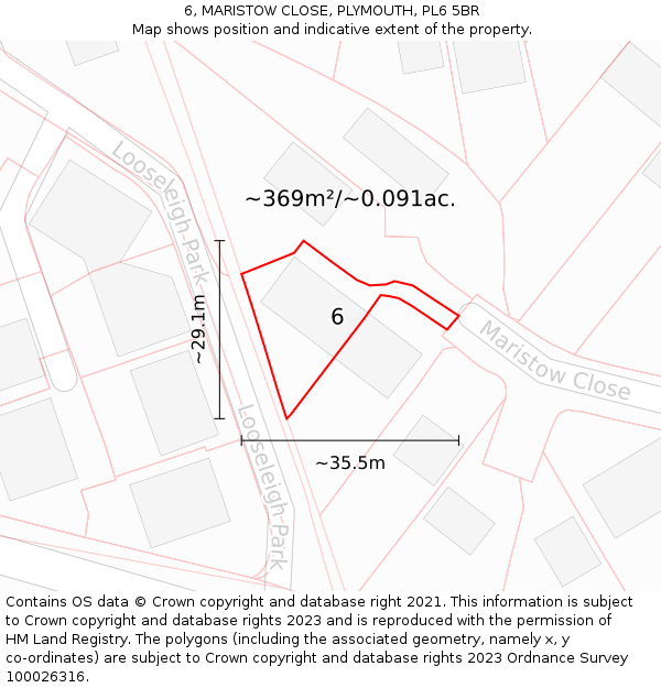 6, MARISTOW CLOSE, PLYMOUTH, PL6 5BR: Plot and title map