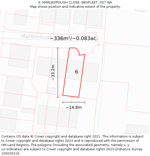 6, MARLBOROUGH CLOSE, BENFLEET, SS7 4JA: Plot and title map