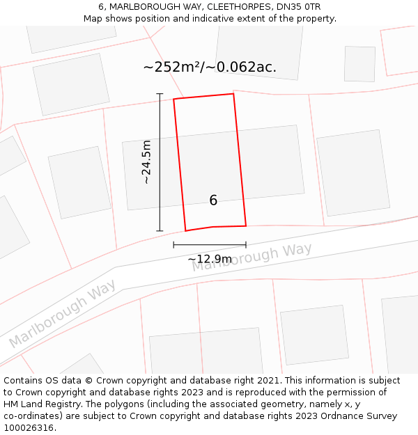 6, MARLBOROUGH WAY, CLEETHORPES, DN35 0TR: Plot and title map
