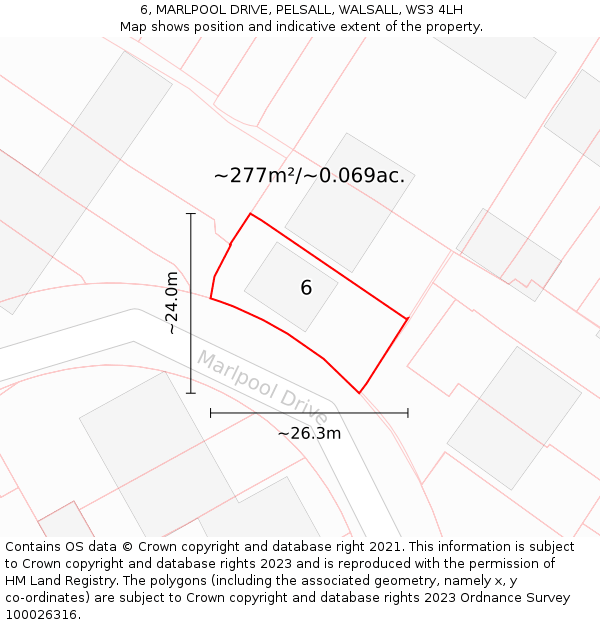 6, MARLPOOL DRIVE, PELSALL, WALSALL, WS3 4LH: Plot and title map