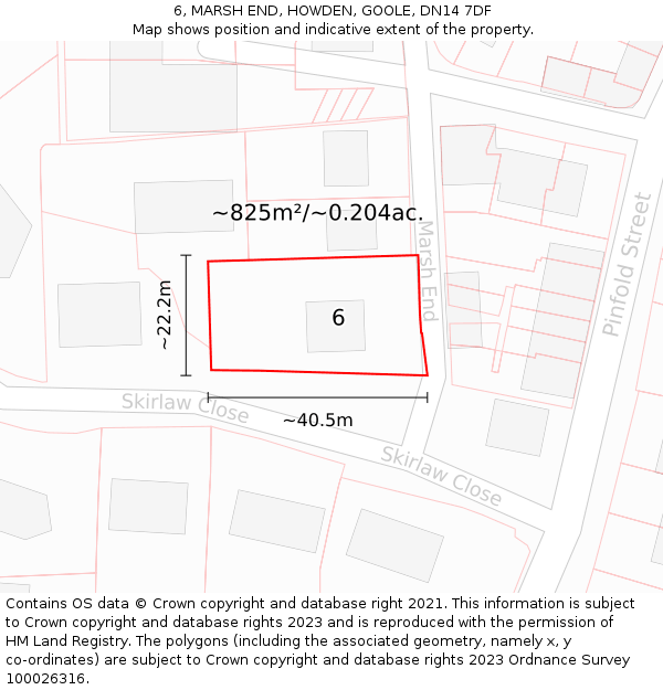 6, MARSH END, HOWDEN, GOOLE, DN14 7DF: Plot and title map