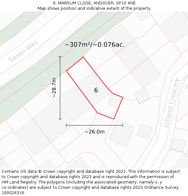 6, MARSUM CLOSE, ANDOVER, SP10 4NE: Plot and title map