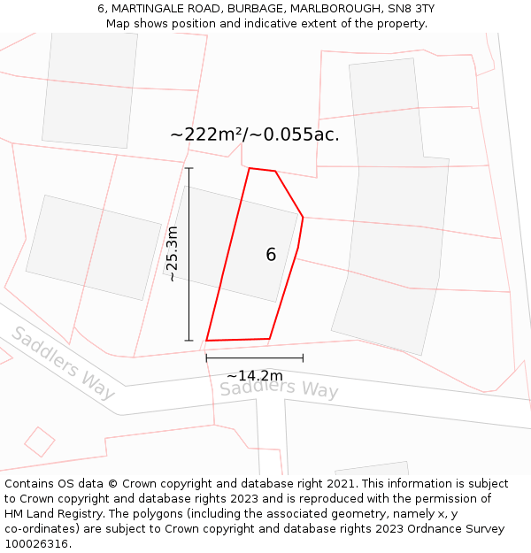6, MARTINGALE ROAD, BURBAGE, MARLBOROUGH, SN8 3TY: Plot and title map