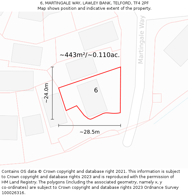 6, MARTINGALE WAY, LAWLEY BANK, TELFORD, TF4 2PF: Plot and title map
