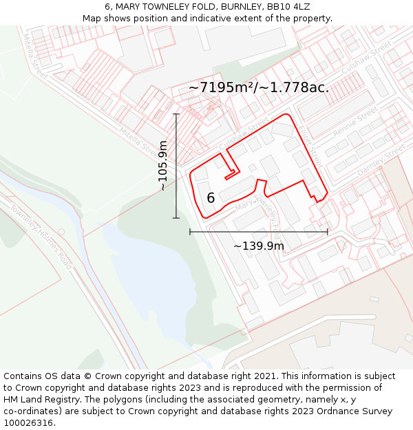 6, MARY TOWNELEY FOLD, BURNLEY, BB10 4LZ: Plot and title map