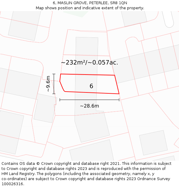 6, MASLIN GROVE, PETERLEE, SR8 1QN: Plot and title map
