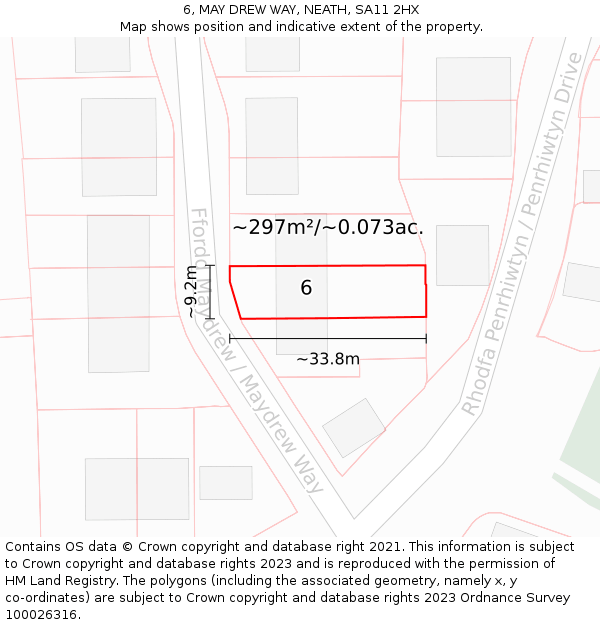 6, MAY DREW WAY, NEATH, SA11 2HX: Plot and title map