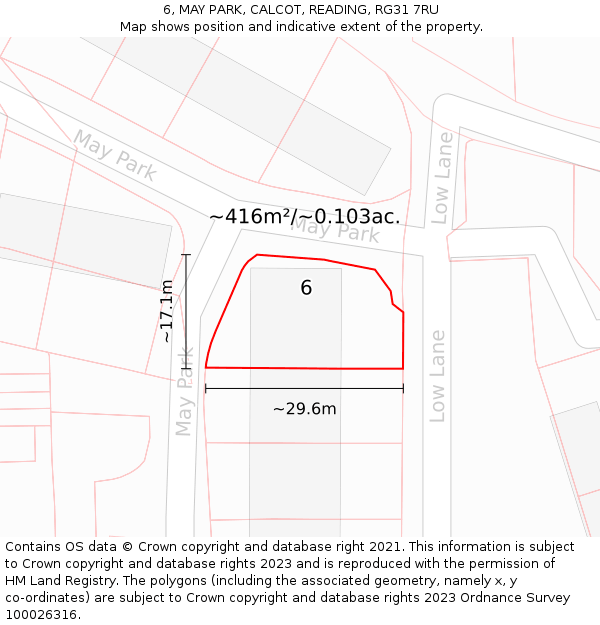 6, MAY PARK, CALCOT, READING, RG31 7RU: Plot and title map