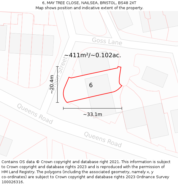 6, MAY TREE CLOSE, NAILSEA, BRISTOL, BS48 2XT: Plot and title map