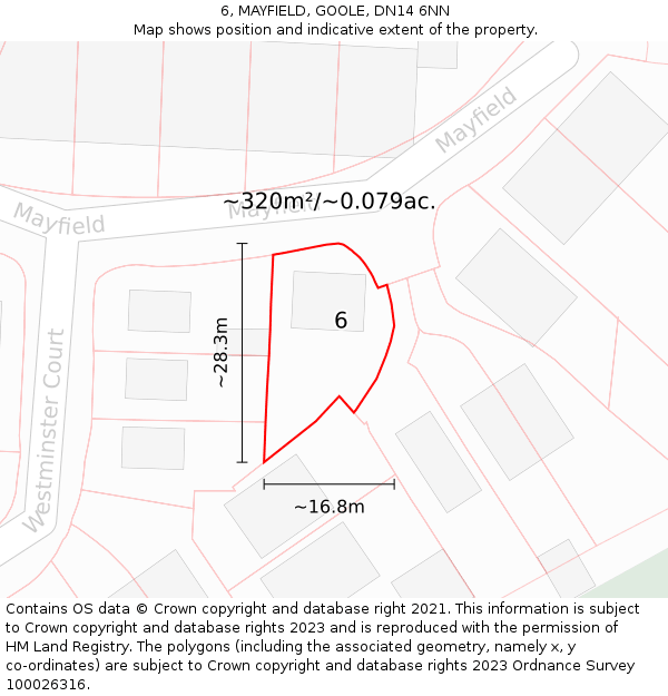 6, MAYFIELD, GOOLE, DN14 6NN: Plot and title map
