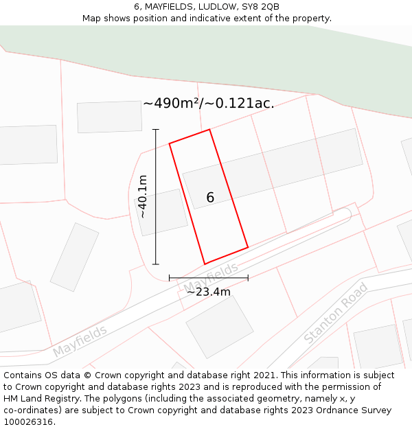 6, MAYFIELDS, LUDLOW, SY8 2QB: Plot and title map