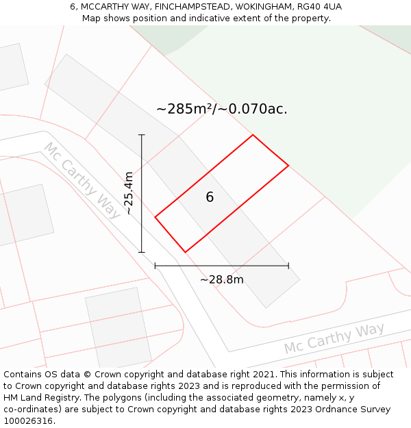 6, MCCARTHY WAY, FINCHAMPSTEAD, WOKINGHAM, RG40 4UA: Plot and title map