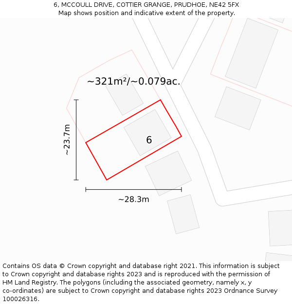 6, MCCOULL DRIVE, COTTIER GRANGE, PRUDHOE, NE42 5FX: Plot and title map
