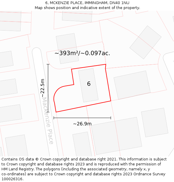 6, MCKENZIE PLACE, IMMINGHAM, DN40 1NU: Plot and title map