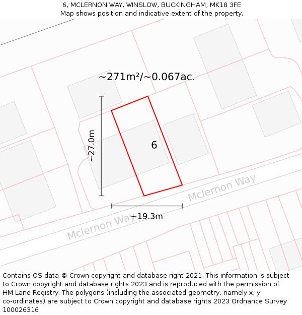 6, MCLERNON WAY, WINSLOW, BUCKINGHAM, MK18 3FE: Plot and title map
