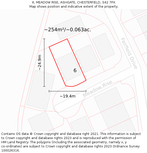 6, MEADOW RISE, ASHGATE, CHESTERFIELD, S42 7PX: Plot and title map