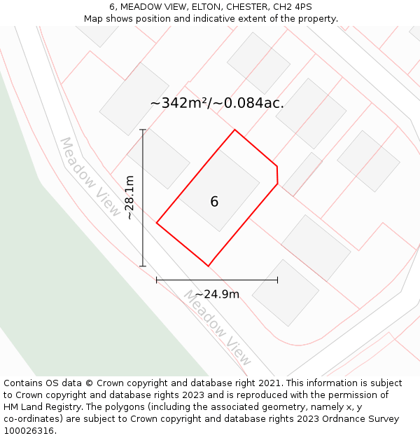 6, MEADOW VIEW, ELTON, CHESTER, CH2 4PS: Plot and title map