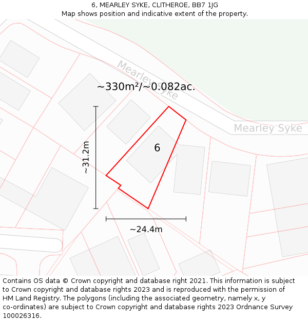 6, MEARLEY SYKE, CLITHEROE, BB7 1JG: Plot and title map
