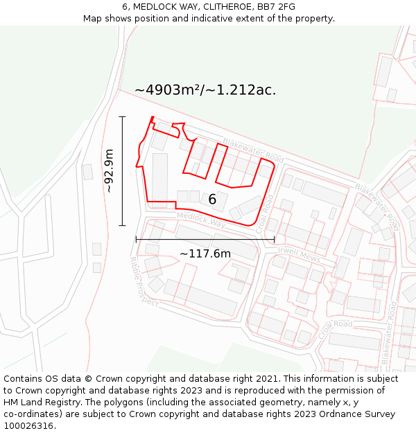 6, MEDLOCK WAY, CLITHEROE, BB7 2FG: Plot and title map