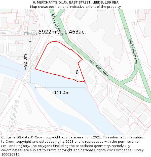 6, MERCHANTS QUAY, EAST STREET, LEEDS, LS9 8BA: Plot and title map