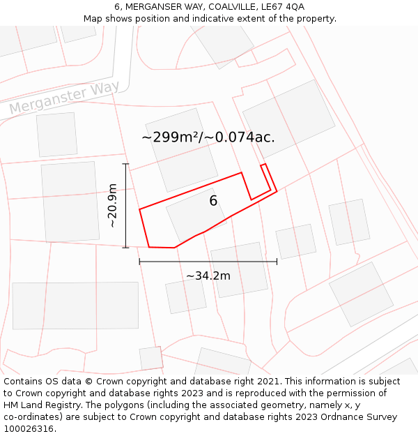 6, MERGANSER WAY, COALVILLE, LE67 4QA: Plot and title map