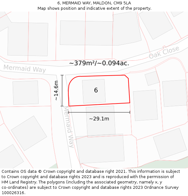 6, MERMAID WAY, MALDON, CM9 5LA: Plot and title map