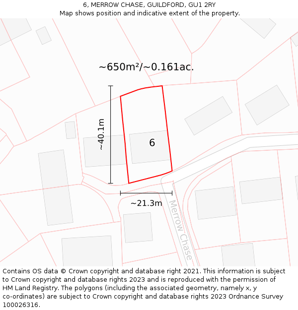 6, MERROW CHASE, GUILDFORD, GU1 2RY: Plot and title map