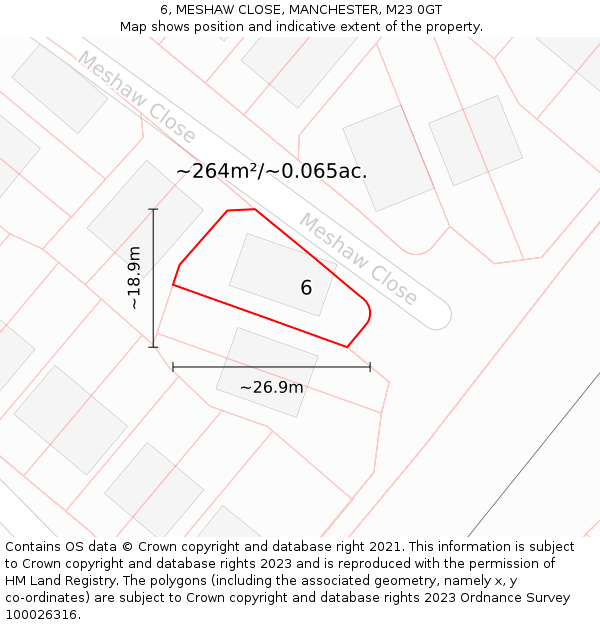 6, MESHAW CLOSE, MANCHESTER, M23 0GT: Plot and title map