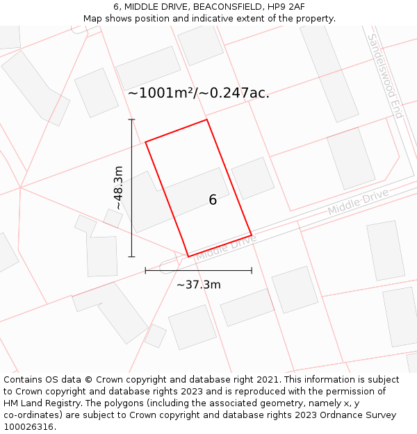 6, MIDDLE DRIVE, BEACONSFIELD, HP9 2AF: Plot and title map