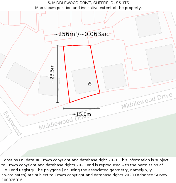 6, MIDDLEWOOD DRIVE, SHEFFIELD, S6 1TS: Plot and title map