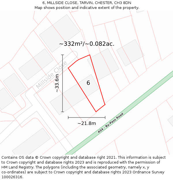 6, MILLSIDE CLOSE, TARVIN, CHESTER, CH3 8DN: Plot and title map